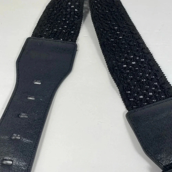 Black Stretch Belt with Faux Leather Front Buckle - Picture 3 of 5